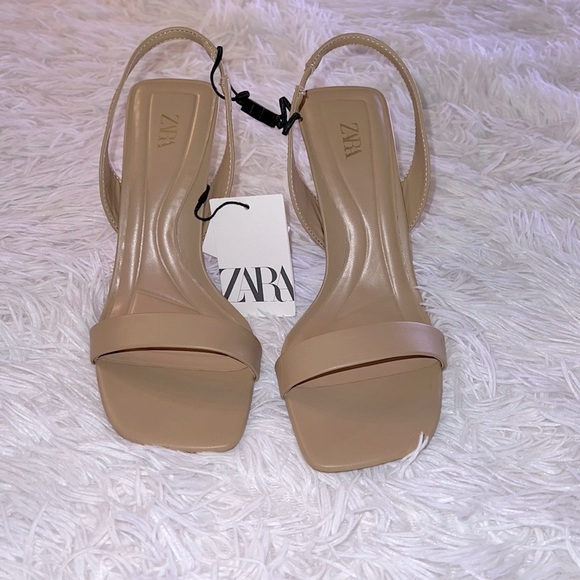 Zara Shoes - Zara - Metallic Heeled Sandals - Beige - Women size 7.5